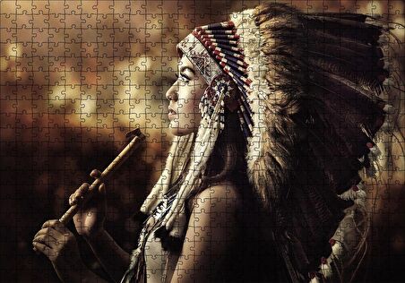 Cakapuzzle  Kızıl Derili Kadın Puzzle Yapboz MDF Ahşap