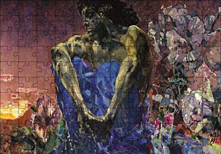 Cakapuzzle  Mikhail Vrubel İblis Oturmuş Puzzle Yapboz MDF Ahşap