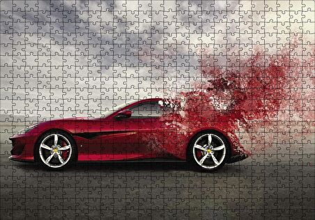 Cakapuzzle  Kırmızı Ferrari Otomobil Puzzle Yapboz MDF Ahşap