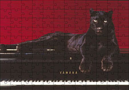 Cakapuzzle  Piyanodaki Siyah Leopar Puzzle Yapboz MDF Ahşap