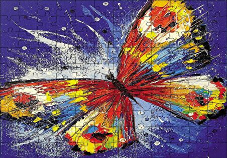 Cakapuzzle  Renkli Kelebek Yağlı Boyalı Puzzle Yapboz MDF Ahşap