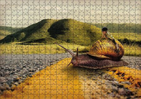 Cakapuzzle  Salyangoz Kız Doğa Yol Soyut Puzzle Yapboz MDF Ahşap
