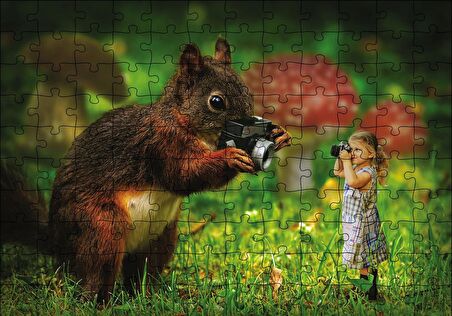 Cakapuzzle  Sincap Kız Fotoğraf Çekimi Puzzle Yapboz MDF Ahşap