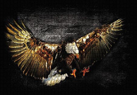 Cakapuzzle  Siyah Zeminde Kartal Puzzle Yapboz MDF Ahşap