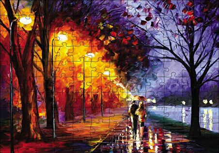 Cakapuzzle  Yağmurda Yürüyen Çift Puzzle Yapboz MDF Ahşap