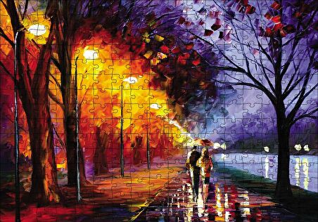 Cakapuzzle  Yağmurda Yürüyen Çift Puzzle Yapboz MDF Ahşap