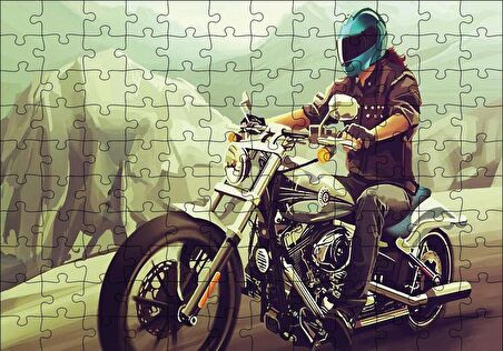 Cakapuzzle  Yolda Motorcu Puzzle Yapboz MDF Ahşap