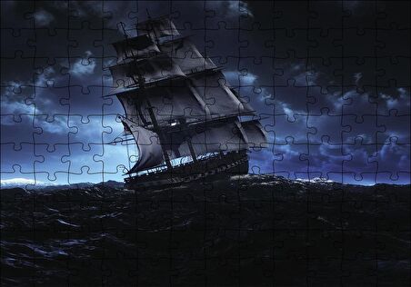 Cakapuzzle  Hırçın Dalgalarda Yelkenli Gemi Puzzle Yapboz MDF Ahşap