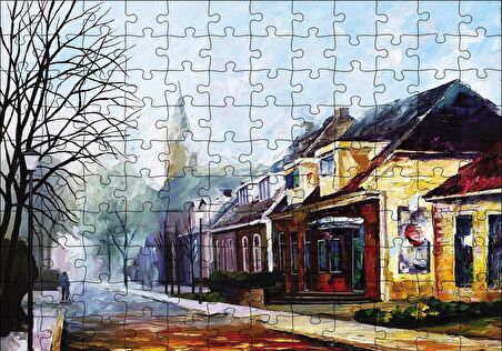 Cakapuzzle  Sokak Evler Yağlı Boya Puzzle Yapboz MDF Ahşap