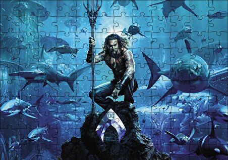Cakapuzzle  Aquaman Su Altında Köpek Balıklar Puzzle Yapboz MDF Ahşap