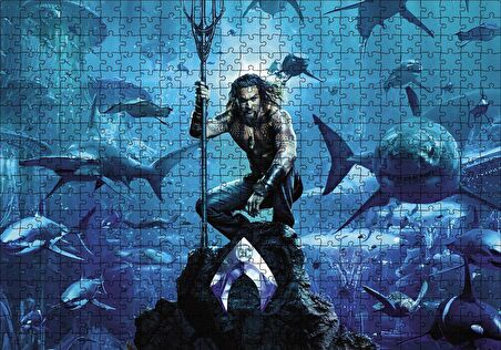 Cakapuzzle  Aquaman Su Altında Köpek Balıklar Puzzle Yapboz MDF Ahşap