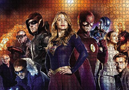 Cakapuzzle  Supergirl Arrow Flash Görsel Puzzle Yapboz MDF Ahşap