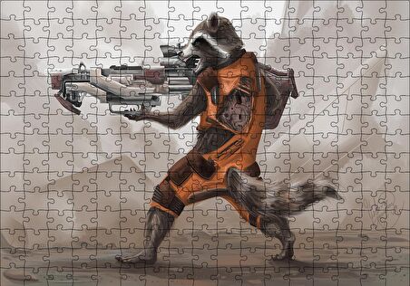 Cakapuzzle  Rocket Racoon Marvel Eşsiz Karekteri Puzzle Yapboz MDF Ahşap