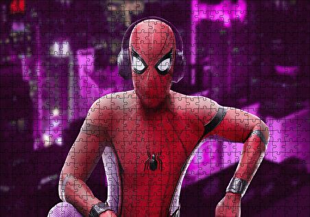 Cakapuzzle  Spiderman Kulaklıkllı Görseli Puzzle Yapboz MDF Ahşap