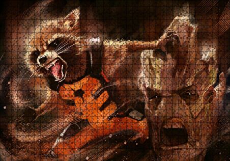 Cakapuzzle  Avengers Guardians of The Galaxy Groot ve Rocket Racoon Puzzle Yapboz MDF Ahşap
