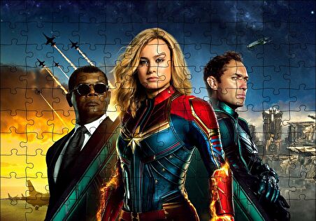 Cakapuzzle  Captain Marvel Brie Larson Samuel Jackson ve Jude Law Puzzle Yapboz MDF Ahşap