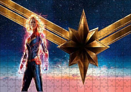 Cakapuzzle  Captain Marvel Brie Larson ve Yıldız Puzzle Yapboz MDF Ahşap