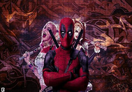 Cakapuzzle  Deadpool & Harley Quinn Puzzle Yapboz MDF Ahşap