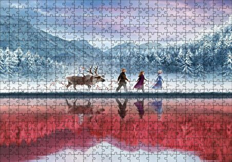 Cakapuzzle  Frozen 2 Elsa, Anna,Olaf, Kristoff Puzzle Yapboz MDF Ahşap