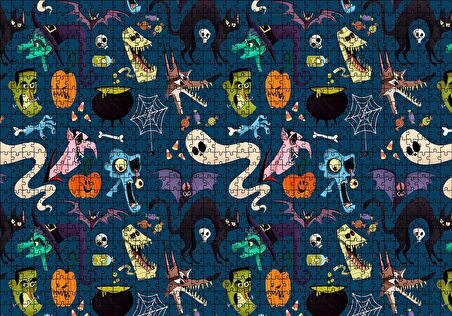 Cakapuzzle  Halloween Pattern Puzzle Yapboz MDF Ahşap