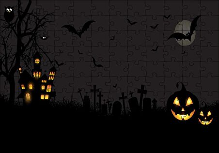 Cakapuzzle  Halloween'de Dolunay Puzzle Yapboz MDF Ahşap