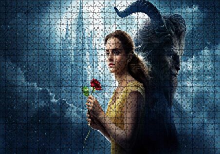 Cakapuzzle  Beauty and The Beast Emma Watson Kırmızı Gül Puzzle Yapboz MDF Ahşap