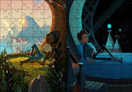 Cakapuzzle  Broken Age Kız ve Oğlan Puzzle Yapboz MDF Ahşap