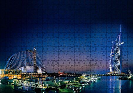 Cakapuzzle  Dubai Jumeirah Gece Manzarası Puzzle Yapboz MDF Ahşap