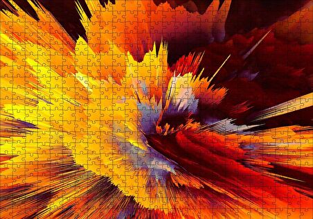 Cakapuzzle  Sarı Patlama Dijital Sanat Puzzle Yapboz MDF Ahşap