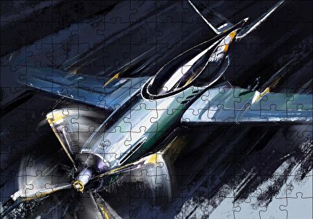 Cakapuzzle  Tek Motorlu Uçak İllüstrasyon Puzzle Yapboz MDF Ahşap