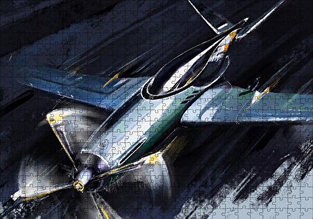 Cakapuzzle  Tek Motorlu Uçak İllüstrasyon Puzzle Yapboz MDF Ahşap