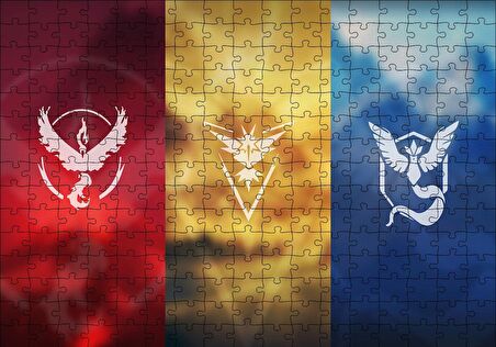 Cakapuzzle  Pokemon Go Takım Bayrakları Puzzle Yapboz MDF Ahşap