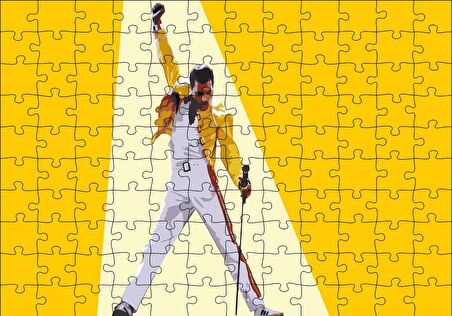 Cakapuzzle  Freddie Mercury Sarı Zemin Puzzle Yapboz MDF Ahşap