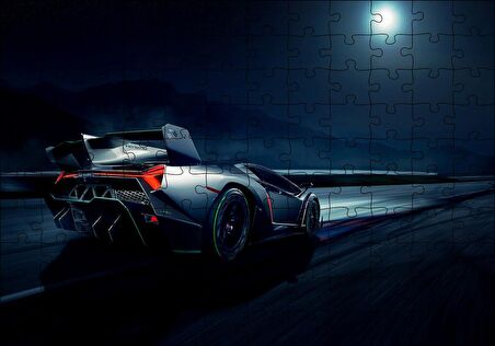 Cakapuzzle  Lamborghini Veneno Arkadan Görünüş Puzzle Yapboz MDF Ahşap