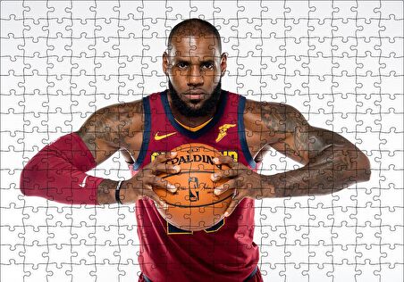 Cakapuzzle  NBA Lebron James Cleveland Cavaliers Bordo Forma Puzzle Yapboz MDF Ahşap