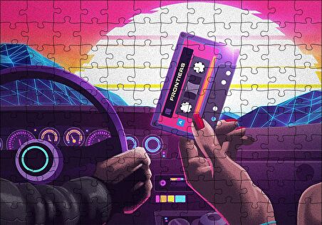 Cakapuzzle  80ler Arabada Teyp Kasedi Puzzle Yapboz MDF Ahşap