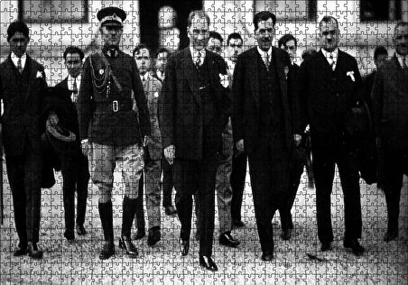 Cakapuzzle  Atatürk ve Protokol Siyah Beyaz Puzzle Yapboz MDF Ahşap