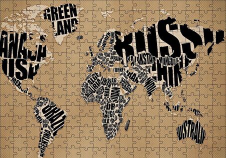 Cakapuzzle  Dünya Haritası Ülke İsimleri Yazılı Puzzle Yapboz MDF Ahşap