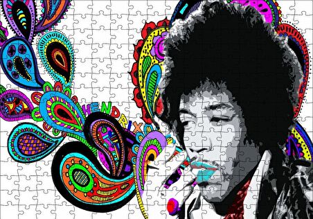Cakapuzzle  Jimi Hendrix Soyut Şekiller Puzzle Yapboz MDF Ahşap