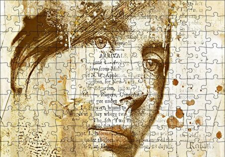 Cakapuzzle  Kadın Yüzü ve Gazete Kupürleri Puzzle Yapboz MDF Ahşap