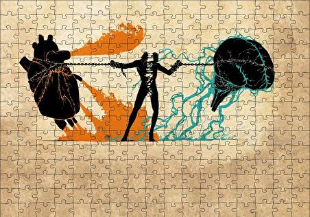 Cakapuzzle  Kalp ve Mantık Çatışması İllüstrasyon Puzzle Yapboz MDF Ahşap