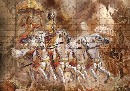 Cakapuzzle  Lord Krishna Savaş Sahnesi Puzzle Yapboz MDF Ahşap