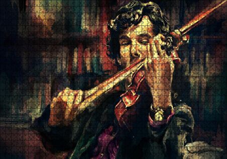 Cakapuzzle  Sherlock Benedict Cumberbatch Keman Puzzle Yapboz MDF Ahşap