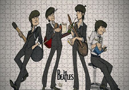 Cakapuzzle  The Beatles Karikatürize Çizim Puzzle Yapboz MDF Ahşap