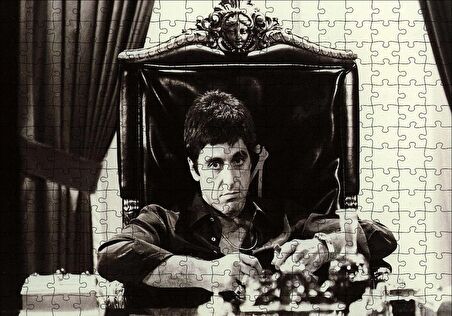 Cakapuzzle  Tony Montana Siyah Beyaz Puzzle Yapboz MDF Ahşap