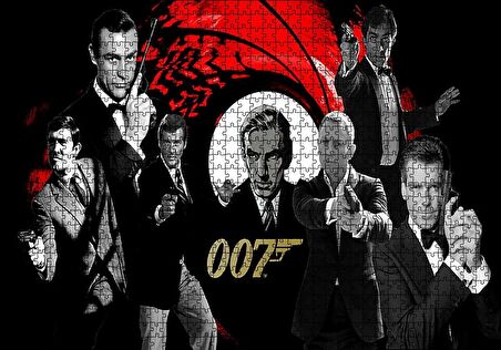 Cakapuzzle  Tüm James Bond'lar Bir Arada Puzzle Yapboz MDF Ahşap