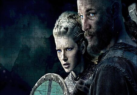 Cakapuzzle  Vikingler Ragnar ve Lagertha Puzzle Yapboz MDF Ahşap