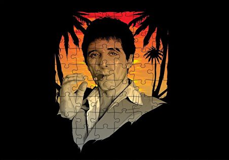 Cakapuzzle  Yaralı Yüz Tony Montana Puro İçiyor Puzzle Yapboz MDF Ahşap