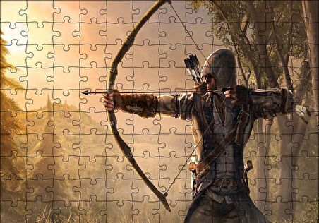Cakapuzzle  Assassins Creed Okçu Savaşçı ve Orman Puzzle Yapboz MDF Ahşap