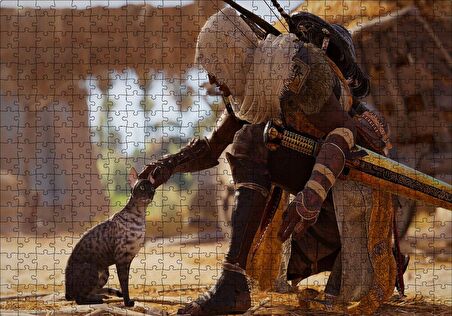 Cakapuzzle  Assassins Creed Origins Mısır Kedi ve Karakter Puzzle Yapboz MDF Ahşap
